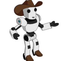 white robot in cowboy style