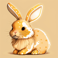 cute rabbit with light brown fur covered with golden spots